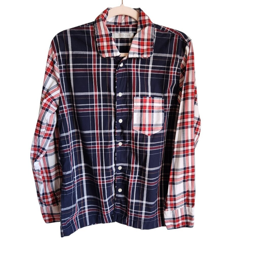 Outerknown Shirt Men's XS Blue Button Up Plaid Long Sleeve Organic Cotton